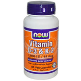 Vitamine D - 3 + K - 2 (1000 ui / 45 mcg) 120 gélules de NOW FOODS